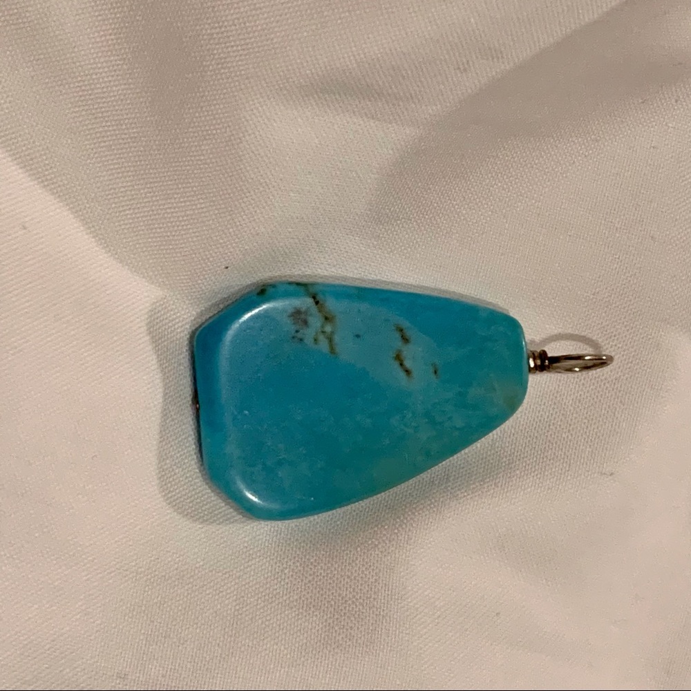 Turquoise 1.5” pendent with sterling silver loop